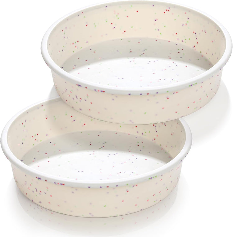 Vinino 8 Inch Silicone Round Cake Pan with Metal Reinforced Frame Set of 2, Nonstick Silicone Springform Pan for Baking Suitable for Making Layers, Cheese & Chocolate Cakes