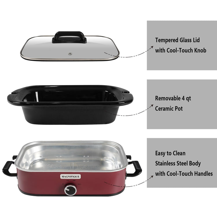 4 Quart Slow Cooker with Casserole Manual Warm Setting