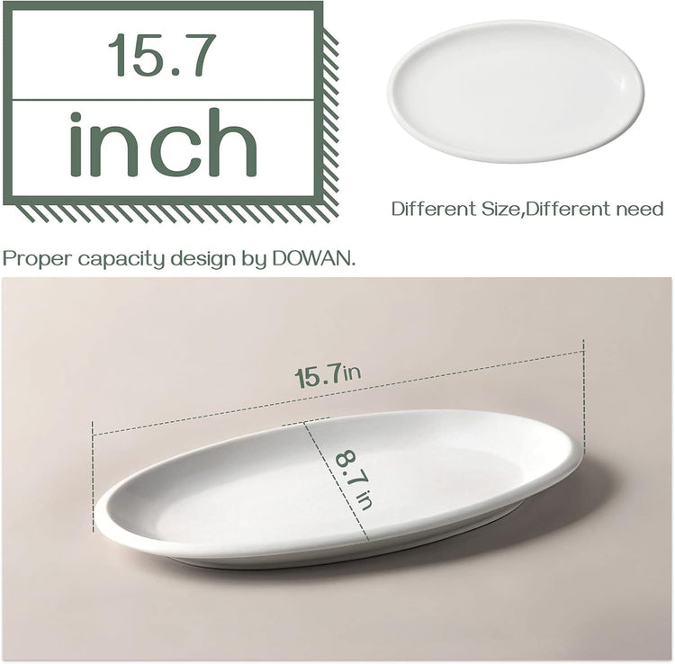 DOWAN 16" Serving Platters, Serving Platters for Wedding, Large Oval Porcelain Serving Tray for Entertaining, Dinner Platters for Serving Food Appetizers Meat, Serving Dishes for Parties, Set of 2