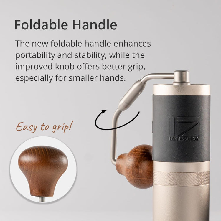 J Manual Coffee Grinder Silver with Assembly Stainless Steel Conical Burr