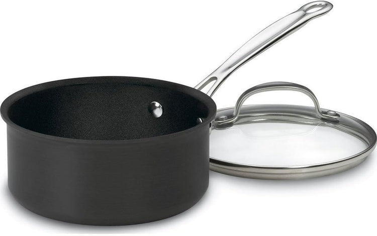 Cuisinart Chef's Classic Nonstick Hard-Anodized 1.5-Quart Saucepan with Lid, Black - Nestoria