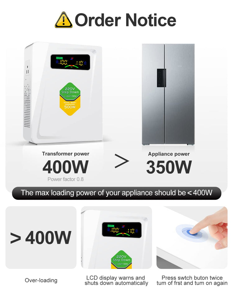 Voltage Converter 220 to 110 Step Down Transformer 500W Adapter