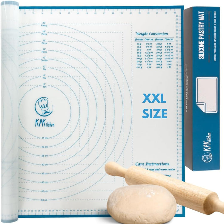 XXL Silicone Pastry Mat β Non-Slip, Easy-Clean Rolling Mat for Dough, Cookies, Pizza & Fondant β Extra Large 23.5β x 31.5β Baking Mat with Printed Measurements & Conversion Chart