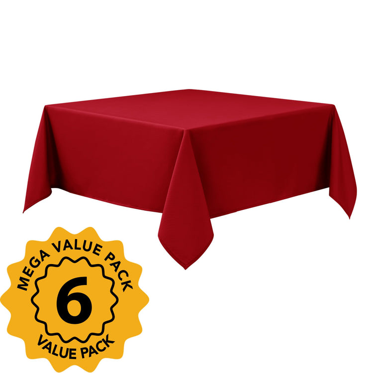 6 Pack Red Tablecloths for Square Tables