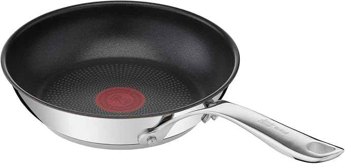 T-Fal Jamie Oliver Cooks Direct, Stainless Steel Non-stick Frying Pan 3 Pcs Set (20/24/28cm) (8/9/11 Inches) with Induction