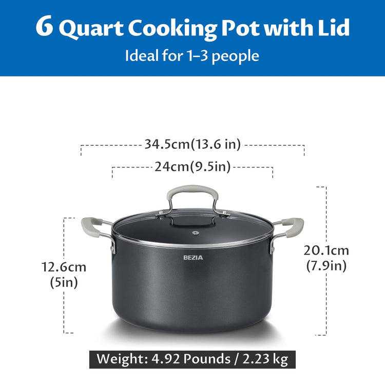 6QT Non Stick Stock Pot with Lid