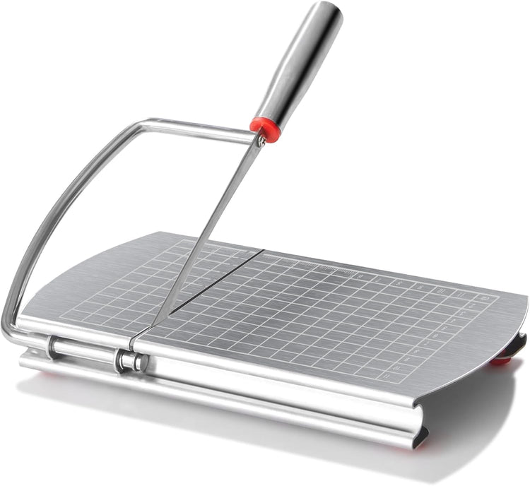 Cheese Slicer, Multipurpose Cheese Cutter Stainless Steel Cheese Slicers for Block Cheese, Butter, Sausages, Fruits Kitchen Gadget Cheese Cutting Board