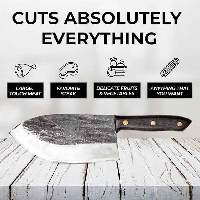 COOLINA Galba Butcher Knife, Full Tang Wide Blade, All-around Kitchen Knife for Meats and Bones