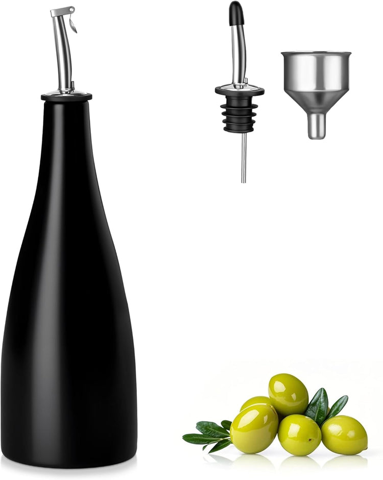 vancasso 16 Oz Ceramic Olive Oil Dispenser Bottle, Bottle Dispenser with Spout and Funnel for Kitchen,Suitable for Oil, Vinegar, Coffee Syrups & Other Liquids,BK