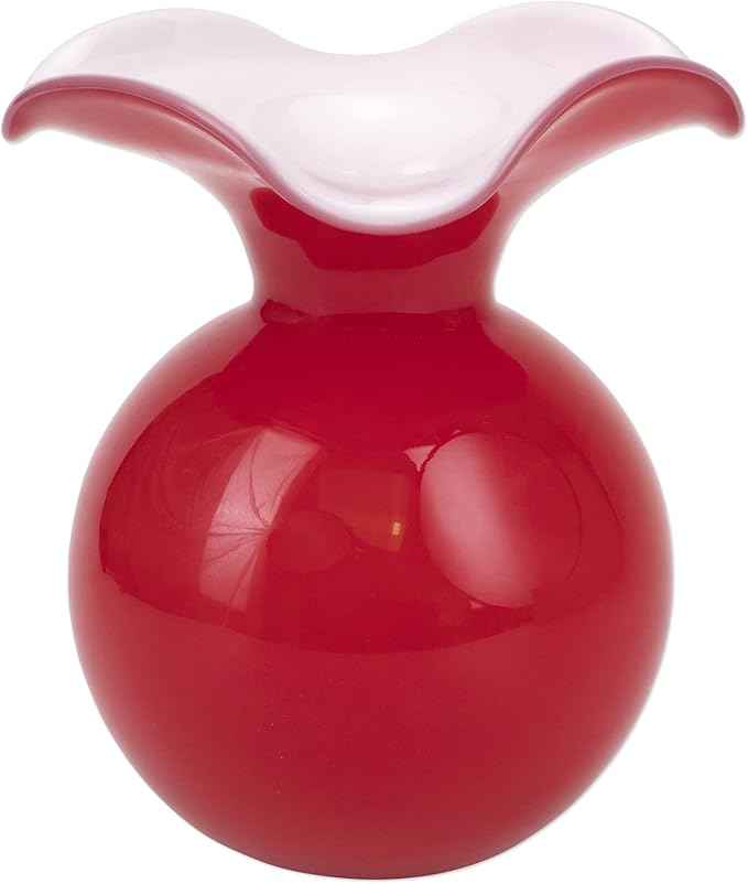 Hibiscus Glass Red Medium Fluted Vase