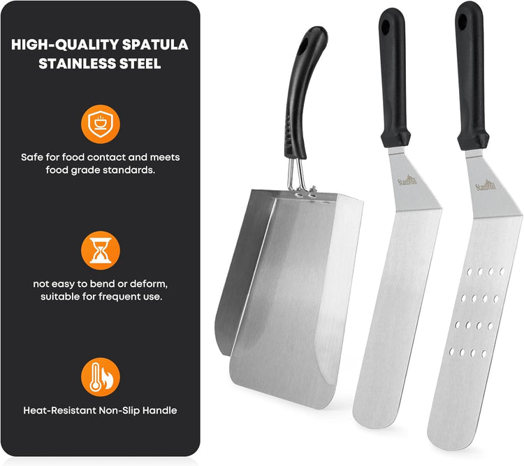 Stanbroil Griddle Spatula Set - Stainless Steel, 3 PCS Flat Top Grill Accessories for Blackstone Griddle - Nestoria