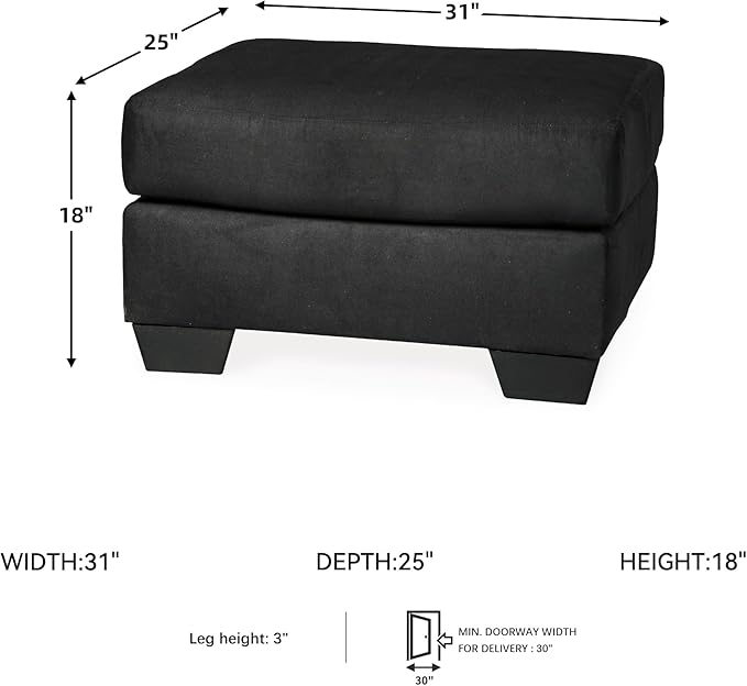 Signature Design by Ashley Darcy Casual Plush Square Accent Ottoman, Black