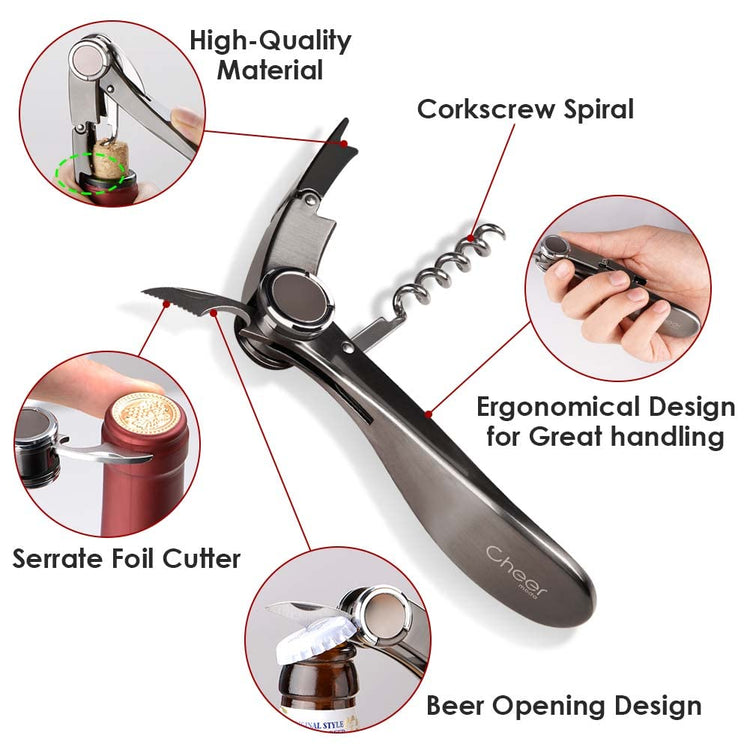 Moda Professional Corkscrew Wine Bottle Opener with Beer Opener