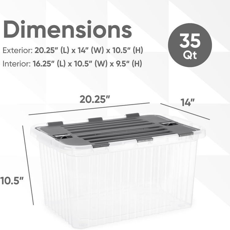 Superio Storage Bins with Lids, Clear Plastic Containers for Organizing, Stackable Totes, BPA Free, Odor Free, Organizer Boxes for Home, and Dorm (4 Pack, 20.25"x14"x10.5")