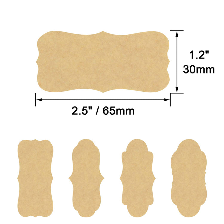Fancy Shape Kraft Label Stickers (192 Count)