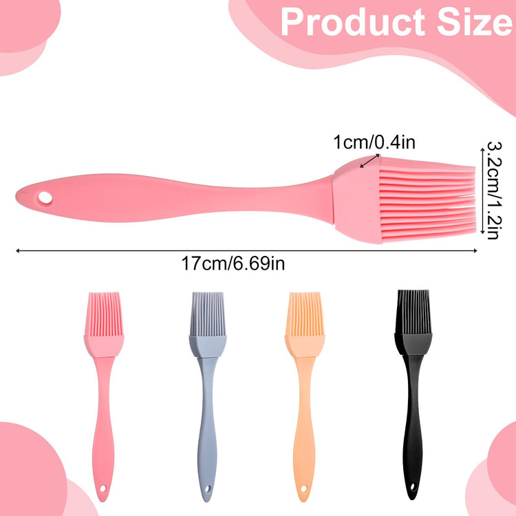 4 Pcs Silicone Basting Pastry Brush Heat Resistant Oil Brush for Cooking Kitchen Food Baking Butter Baster BBQ Grill Dishwasher Safe Multicolor for Sauce Marinade Meat Glazing (4 Count)