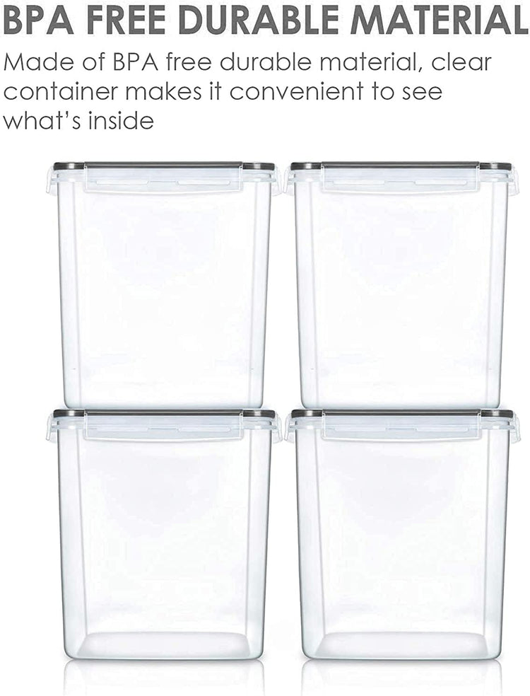 Vtopmart Food Storage Containers 2.5L / 84.5oz, 4 Pieces BPA Free Plastic Airtight Canister for Flour, Sugar, Baking Supplies, with 4 Measuring Cups and 24 Labels, Black