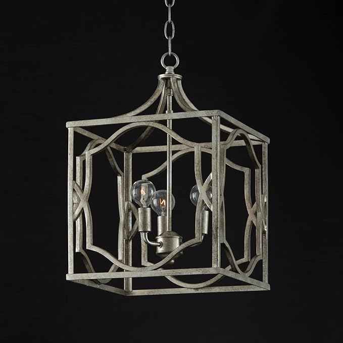 Capital Lighting 9481AS Blakely Lantern Foyer Pendant, 3-Light 180 Total Watts, 18" H x 12" W, Antique Silver