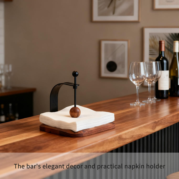 Black Walnut Wooden Napkin Holder for Table