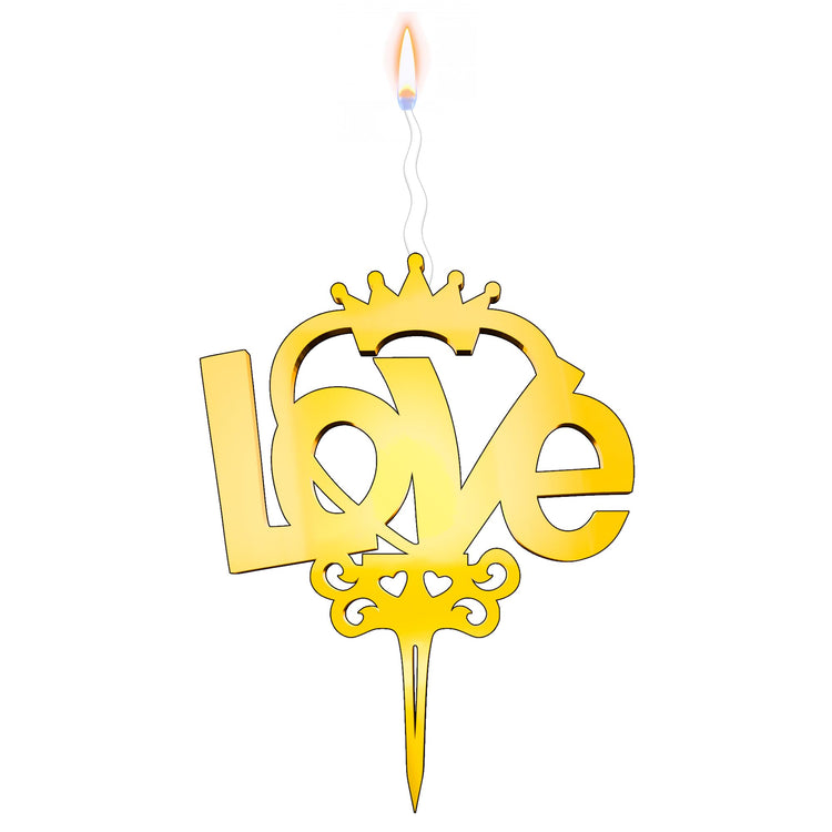 Love Reusable Gold Romantic Cake Candle
