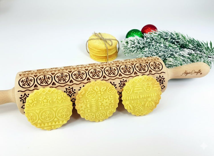 WINTER Embossing Rolling Pin for Christmas Cookies