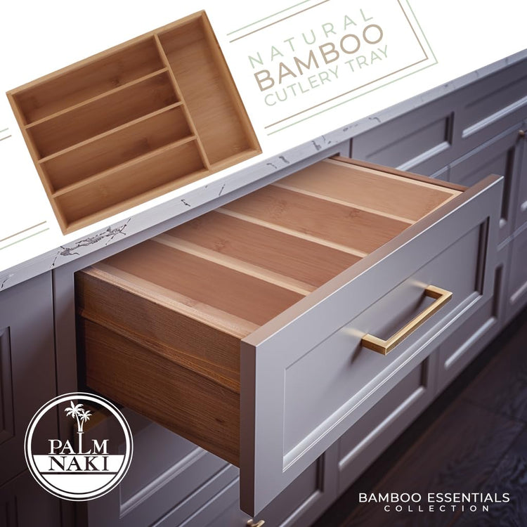 Silverware Organizer Premium Bamboo Cutlery Organizer Tray