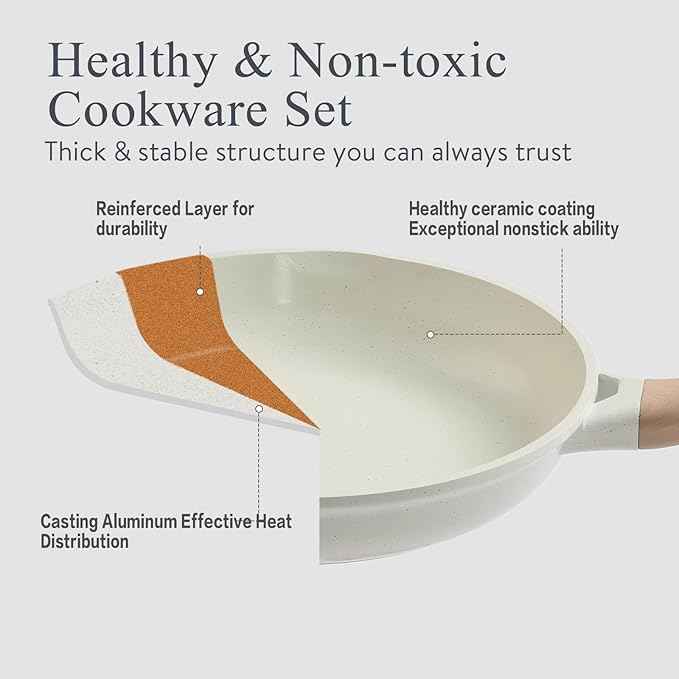 Pots and Pans Set Non Stick Ceramic Cookware Set 22-Piece Nonstick Kitchen Cooking Sets Stockpot Saucepan Frying Pans