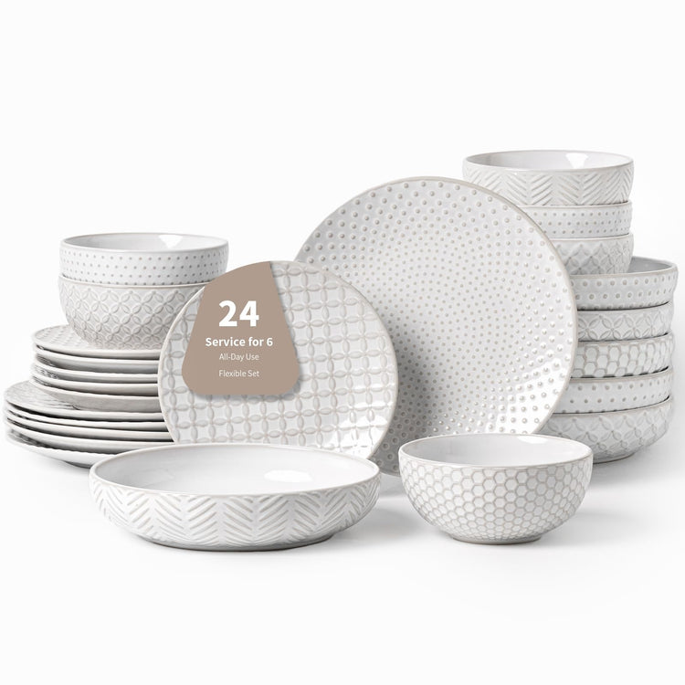 24 Piece Ceramic Dinnerware Set (24 Count)