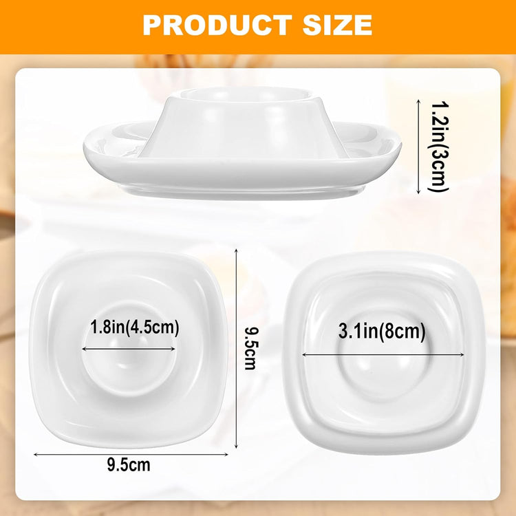 Honeydak 8 Pcs White Ceramic Egg Cups Hard Soft Boiled Egg Holders Stackable Porcelain Dish with Base for Breakfast Brunch Kitchen Serving Table Decor