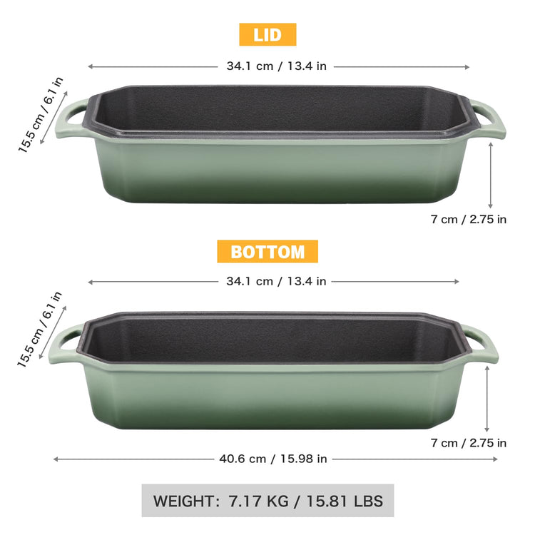 Bread Pan Cast Iron Loaf Pan with Lid Bread Loaf Pan 13x5 Inch Enameled Cast Iron Sourdough Bread Pan