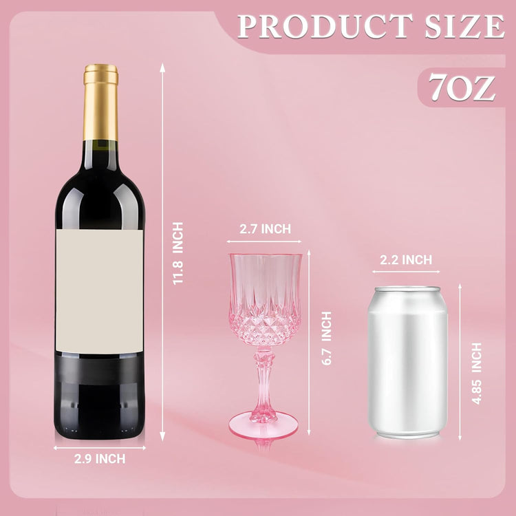 Plastic Wine Glasses,Plastic Goblets Vintage Style Cordial Drinking Glasses for Wedding Reception, Grand Event Party Supplies (48, Pink)