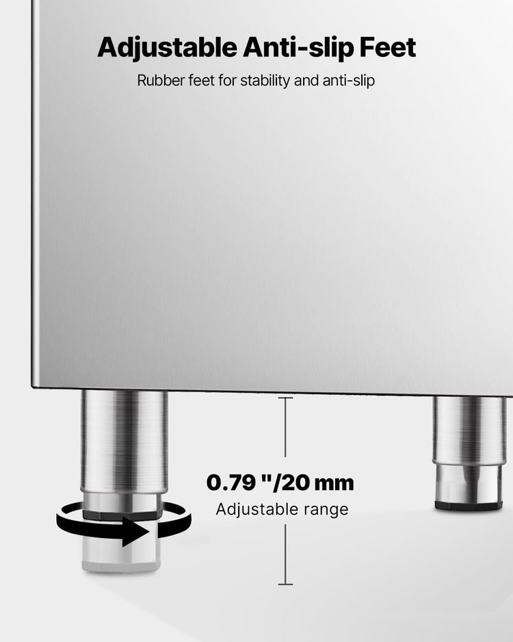 VEVOR Commercial Ice Maker Storage Bin, 300 LBS Capacity Ice-Bin, Commercial Ice Storage Bin with Adjustable Anti-Slip Rubber Feet, Suitable for Restaurant Hotel and Beverage Shops