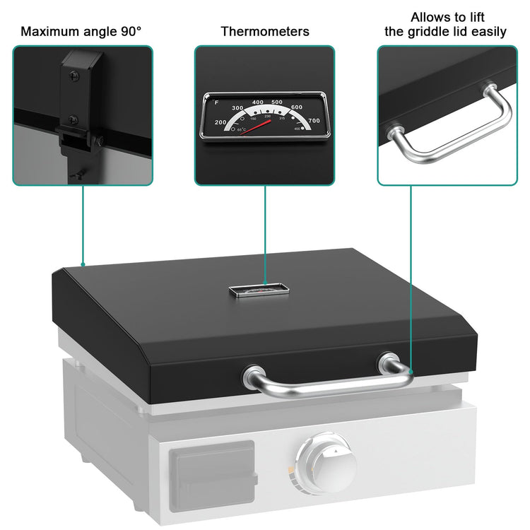 Upgraded Griddle Hinged Lid for Blackstone 17" Tabletop Grills