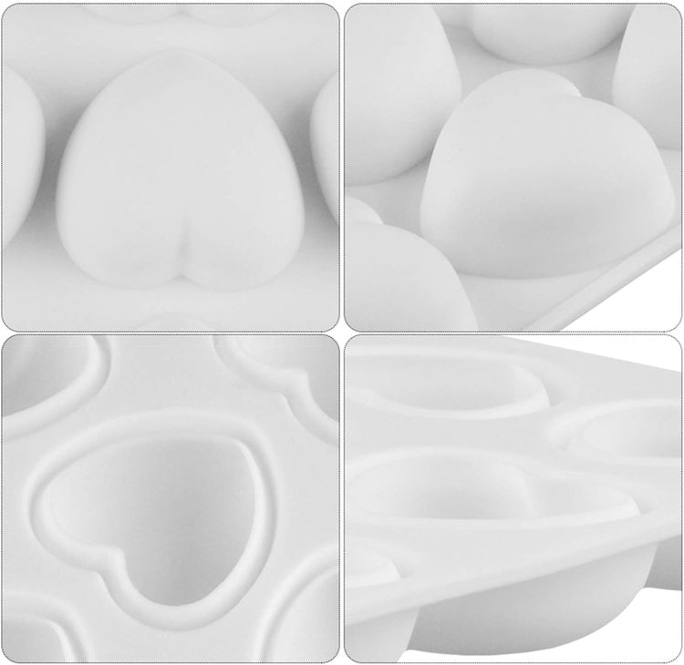 OCPO KITCHEN Mini Heart Silicone Molds for Baking Mousse Cake, Candy, Chocolate, Pastry, Truffle, Cupcake, Jelly, Cookie, Pudding, Cake Decoration Mold, 3D Heart Shape (15-Cavity)