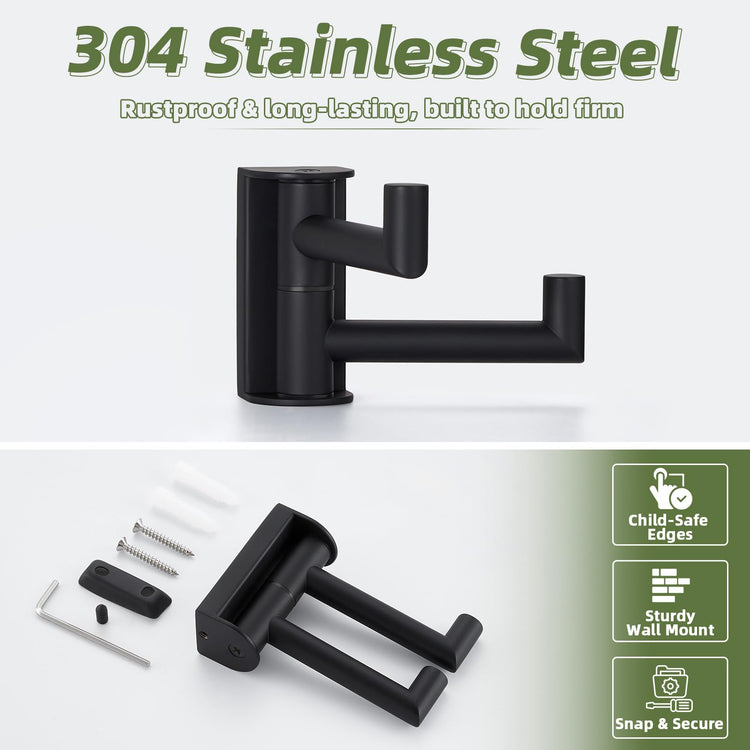 Swivel Towel Hook for Bathrooms with 2 Rotating Arms