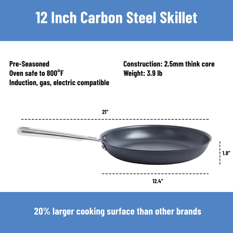 12 Inch Pre Seasoned Carbon Steel Fry Pan