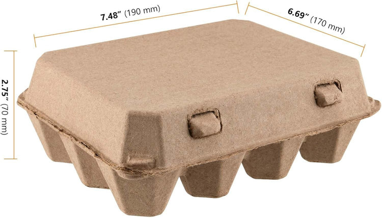 SEUNMUK 50 Pack 12 Cell Empty Egg Cartons,Brown Pulp Fiber Egg Tray Holder Stackable Egg Container holder with Lids for Storing Eggs 