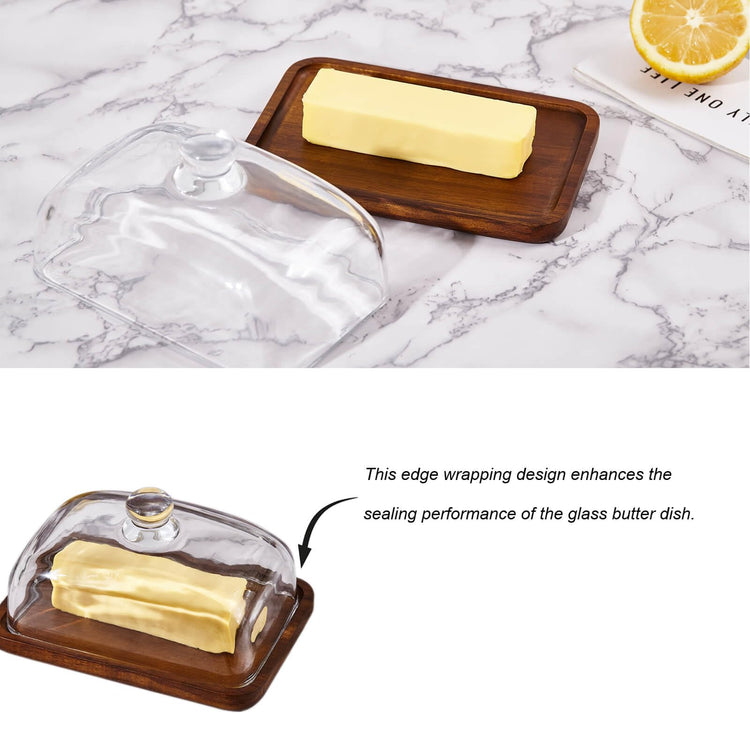Glass butter dish with lid