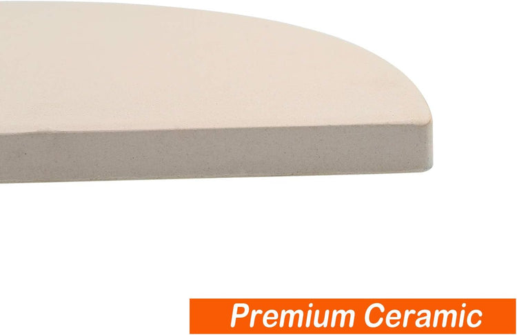 BBQ Future Ceramic Heat Deflector Plates for Kamado Joe Classic I, II, III,Half-Moon 2-Pack, White