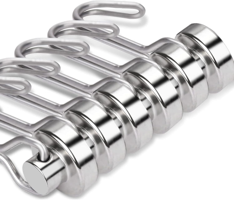 E BAVITE Swivel Swing Magnetic Hooks New Upgraded, 30LB(6pack) Refrigerator Magnet Hook Strong Neodymium Magnets, Perfect for Refrigerator and Other Surfaces,60mm(2.36in) in