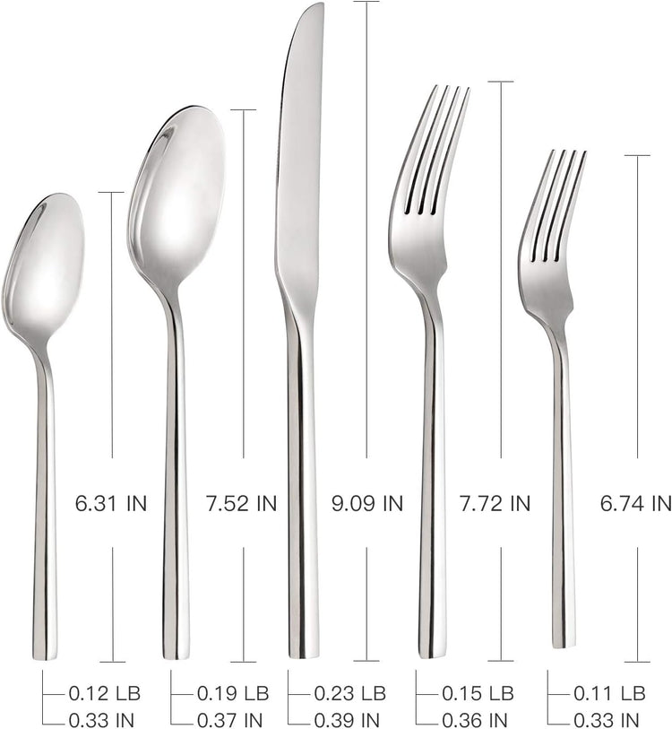 Hand Forged Stainless Steel Flatware Set Silverware Set Cutlery Set Hexagon Handle 5 Pieces Service for 1