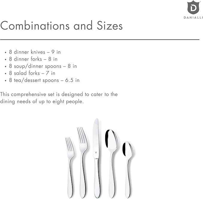Modern Silverware Set, 18/10 Stainless Steel Flatware, Mirror Finish, Dishwasher Safe, Elegant Cutlery for Home and Dining, Built to Last (40-Piece, Razzoli)