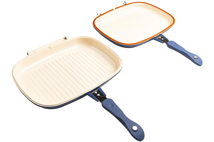 12-Inch Take-A-Part Double Skillet – Nonstick Ceramic Coated Frying Pan for All Stovetops (Gas, Electric, Induction, Ceramic) – Dishwasher Safe with Extra Silicone Seal