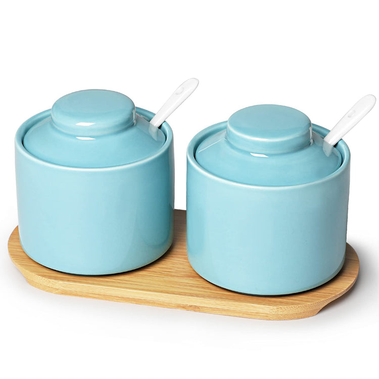 Ceramic Sugar Bowl with Tray and Spoon Set of 2 (2 Count)