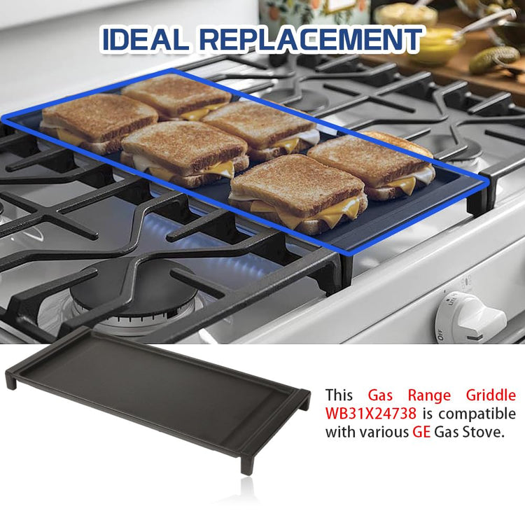 Upgraded WB31X24738 Cast Iron Griddle Replacement Part for GE Gas Stove Top