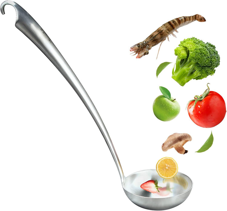 High Grade Soup Ladle,Cooking Ladle for Soup,Ergonomic Grip of Handle,Premium Stainless Steel Kitchen Spoonļ¼Brashed)