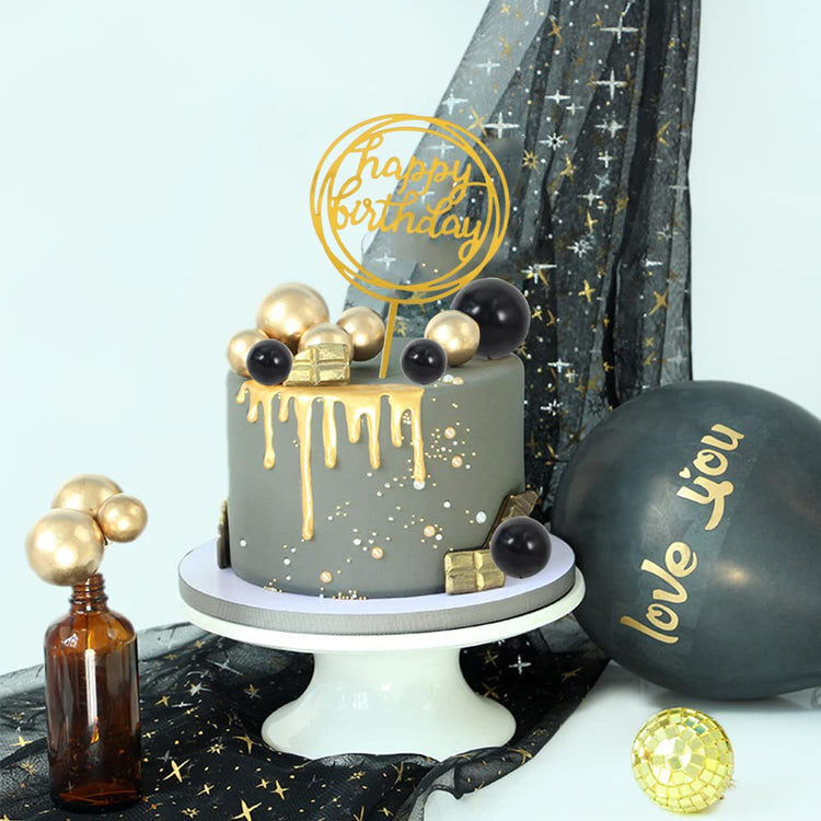Cake Topper Gold 27 Pack Cupcake Topper with Mini Balls