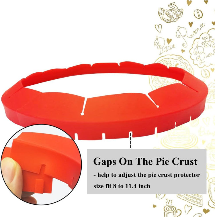Adjustable Pie Crust Shields, Silicone Baking Protectors, Cover Ring Tools Fits 8-11.4 Inch Pies, Baking Pie Pizza Crust Shield Protector Cover for Edges (Red 2 + Blue 2)