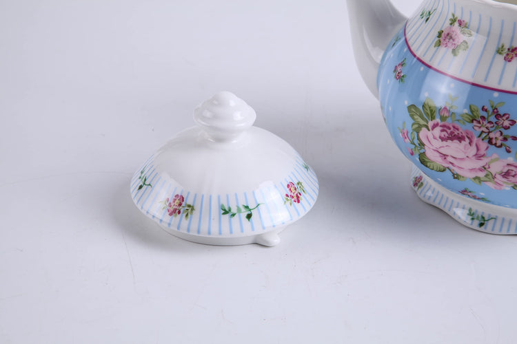 Porcelain Teapot Sugar Bowl and Cream Milk Jug Shabby Chic Vintage Floral in Gift box 40oz