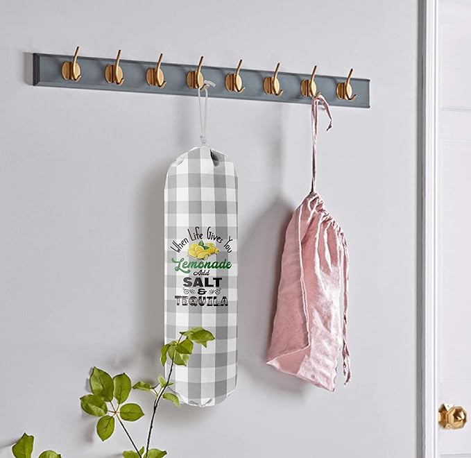 Grocery Bags Holder Organizer for Shopping Bags,Wall Mount Plastic Bags Storage Container Dispensers,Lemons Add Sal, Gift for Women Mother Grandmother Friend